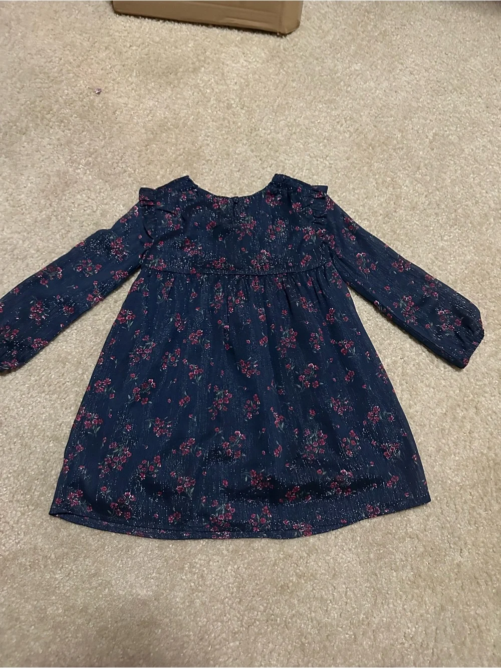 OshKosh B’gosh Girls 4T Floral Dress Eyelet Sleeves Button Back NWOT
